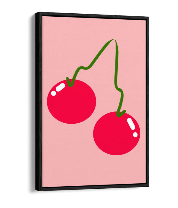 CHERRIES TRENDY MINIMALIST KITCHEN CHERRY -FLOAT EFFECT CANVAS WALL ART PRINT
