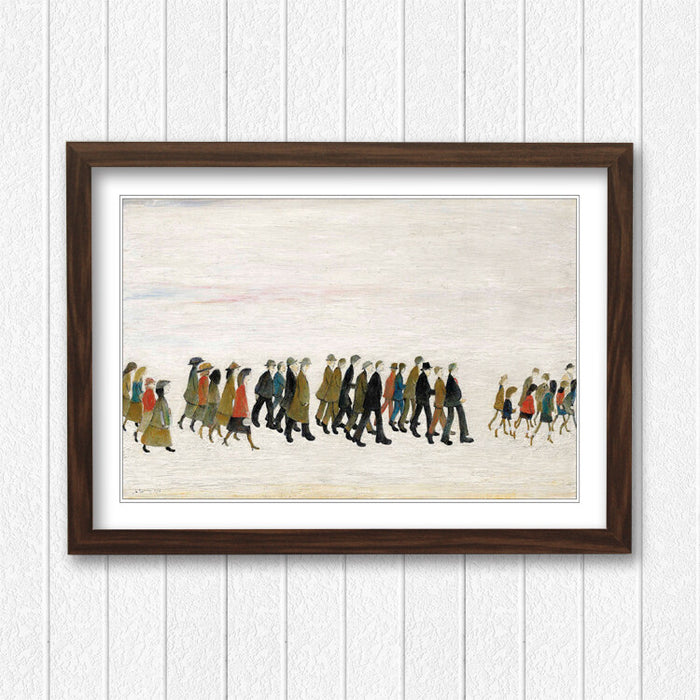 A Procession of People FRAMED WALL ART PRINT PAINTING Artwork LS Lowry Style