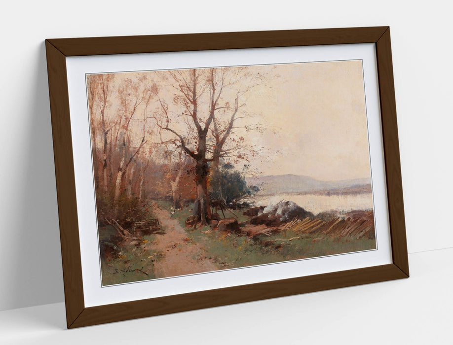 Framed Wall Art Poster - Eugene Galien-Laloue River Landscape Print | Handmade UK Wood Grain Frame