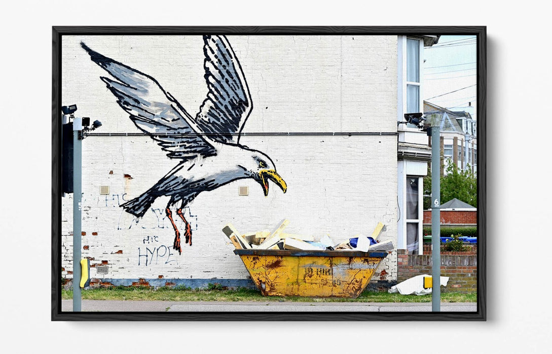 Canvas Wall Art Print - Banksy Seagull Graffiti Urban Street Art | Float Effect Canvas