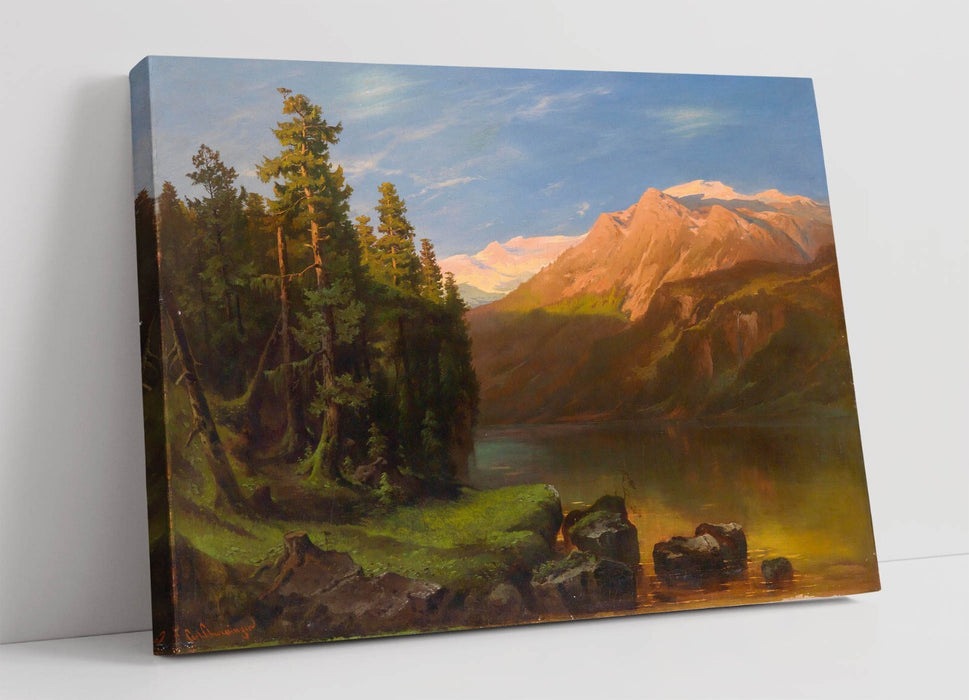 CARL SCHWENINGER, LANDSCAPE IN THE SUNSET -CANVAS WALL ARTWORK PIC PRINT
