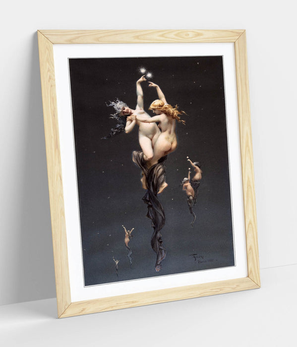 Framed Wall Art Poster - Luis Ricardo Falero Twin Stars Painting Print 4 Sizes
