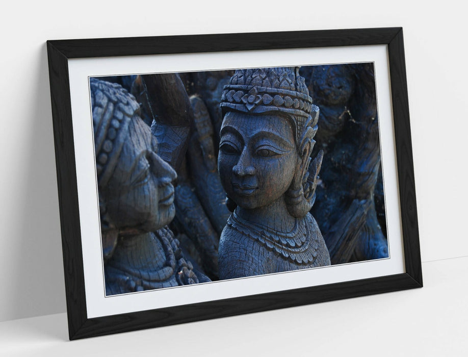 Buddha Wall Art - Grey Buddha Statue Print | Handmade Buddhist Art Decor