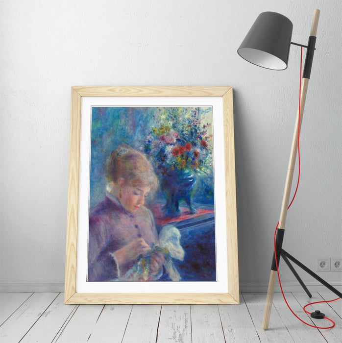 Renoir Framed Wall Art – Young Woman Sewing Classic Art Print UK, Ready To Hang