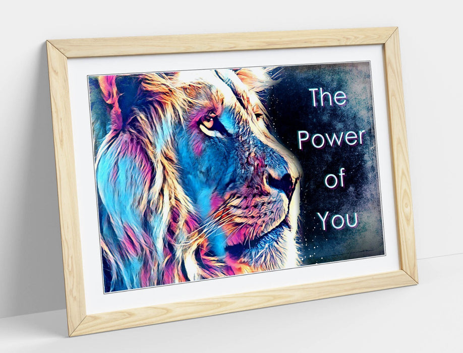PURPLE BLUE LION SKETCH MOTIVATIONAL QUOTE -FRAMED ART POSTER PICTURE PRINT