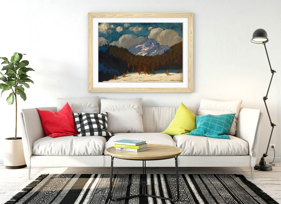 Framed Art Poster - High Tatras Winter Mountain Print With Natural Wood Frame
