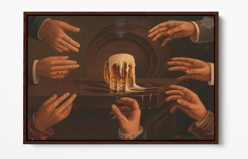 Canvas Wall Art - Men Reaching for Beer Mug | Handmade Float Effect Print