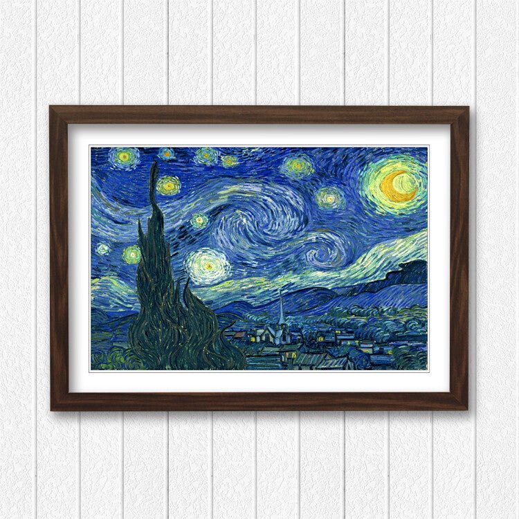 Van Gogh Starry Night Poster – Framed Art Print With Black Oak Or Walnut Frame