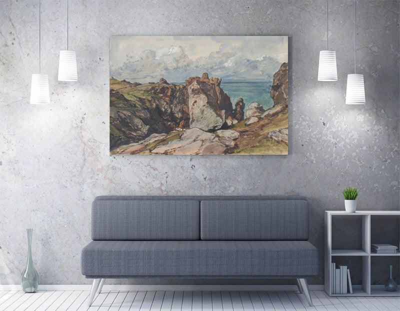 Canvas Wall Art - Eugene Isabey Cliffs By The Sea At Cezembre | Handmade Print