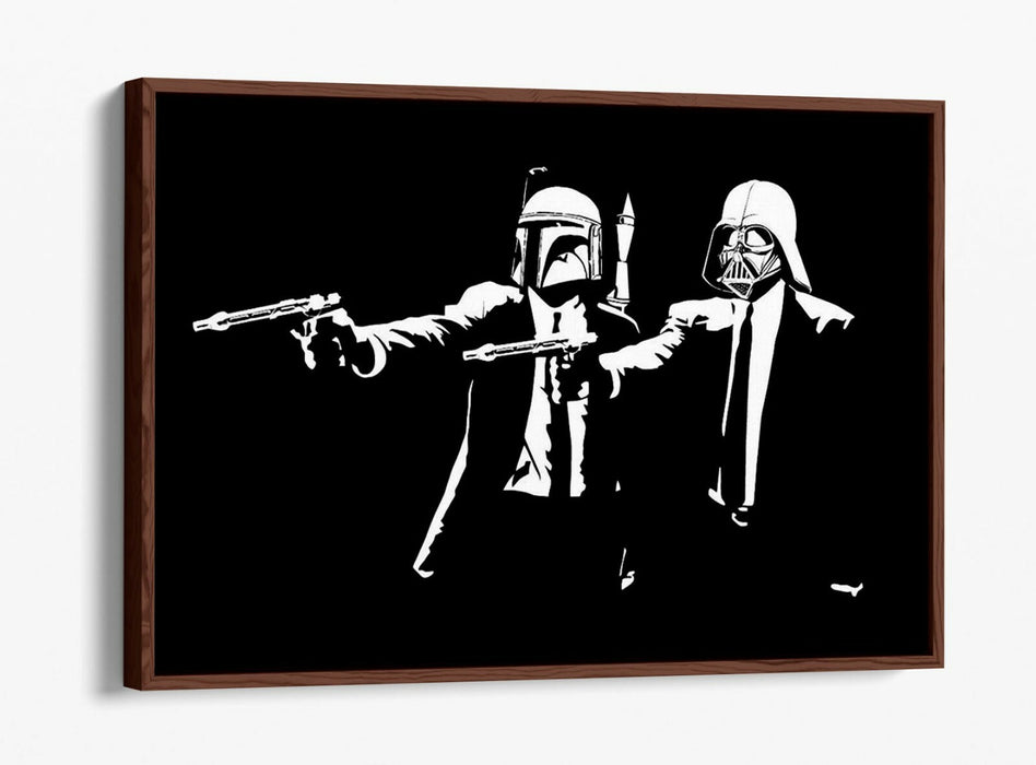 Canvas Wall Art – Pulp Fiction Star Wars Float Effect Black & White Print