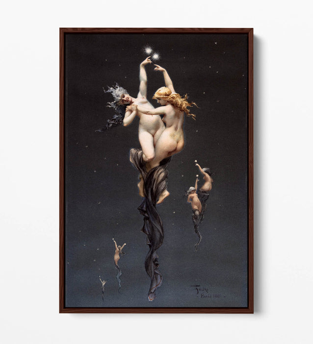 Canvas Wall Art Print - Luis Ricardo Falero Twin Stars Float Effect On Premium Frame