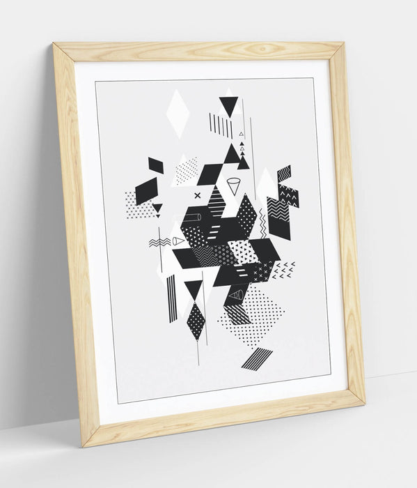Abstract Black White Art - Framed Wall Art Print | Modern Bedroom Decor Poster