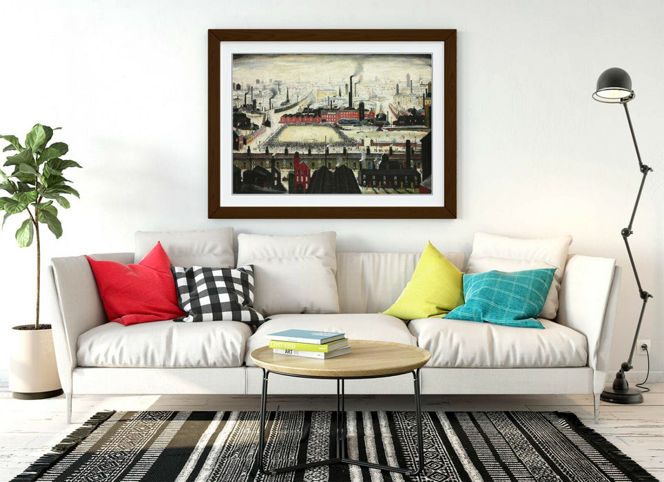 LS LOWRY THE FOOTBALL MATCH -FRAMED ART POSTER PICTURE PRINT ARTWORK- GREEN