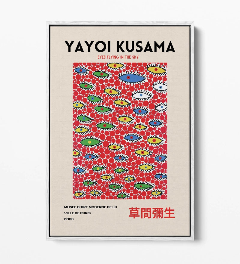 Abstract Canvas Art - Yayoi Kusama Eyes Painting | Float Effect Canvas Print