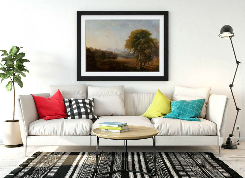 Framed Wall Art - Robert S Duncanson Landscape Picture Print With Woodgrain Frame