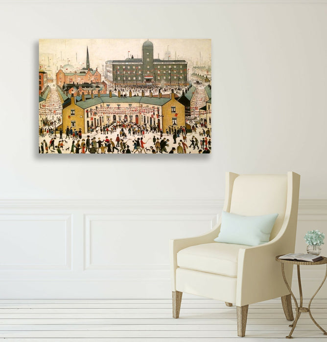 VE DAY VICTORY IN EUROPE CANVAS WALL ART PRINT ARTWORK PAINTING Ls Lowry style