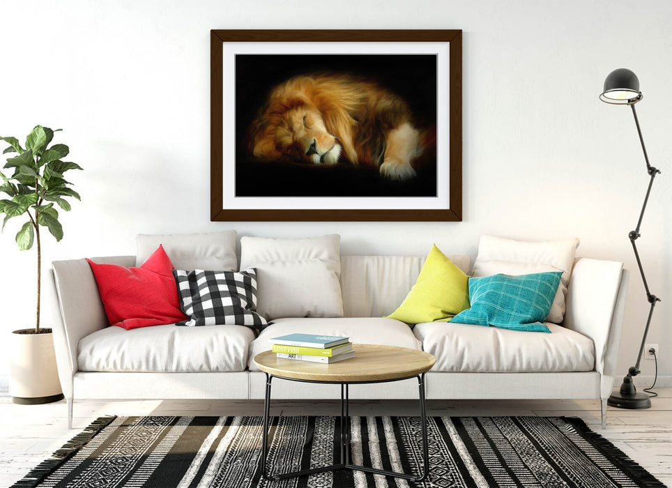 SLEEPING LION HOME BEDROOM DECOR FRAMED WALL ART POSTER PRINT 4 SIZES