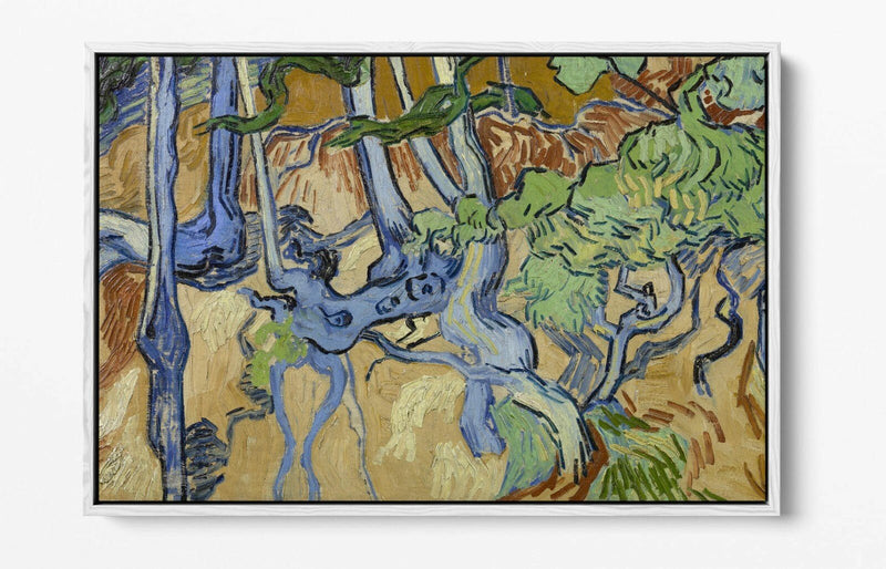 Float Effect Canvas Art – Vincent Van Gogh Tree Roots Painting on 30mm Deep Frame
