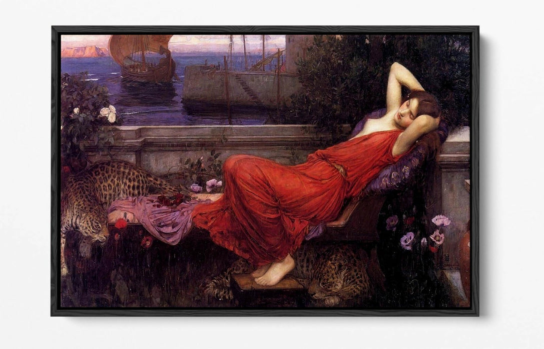 JOHN WILLIAM WATERHOUSE ARIADNE -FLOAT EFFECT CANVAS WALL ART PIC PRINT- RED