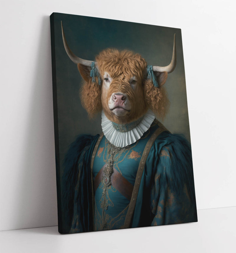 Highland Cow Canvas - Handmade UK Animal Canvas Print | 18th Century Decor Wall Art