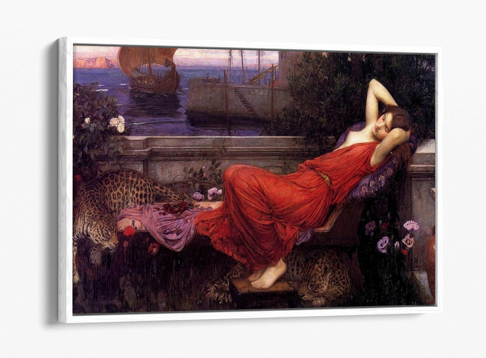 JOHN WILLIAM WATERHOUSE ARIADNE -FLOAT EFFECT CANVAS WALL ART PIC PRINT- RED