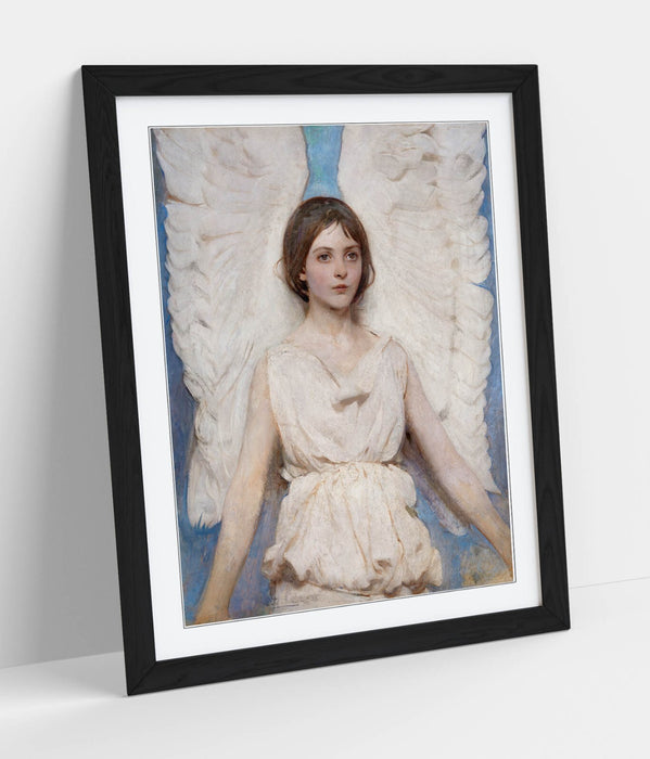 Framed Wall Art Poster - 'Abbott Handerson Thayer, Angel' Print in Woodgrain Frame