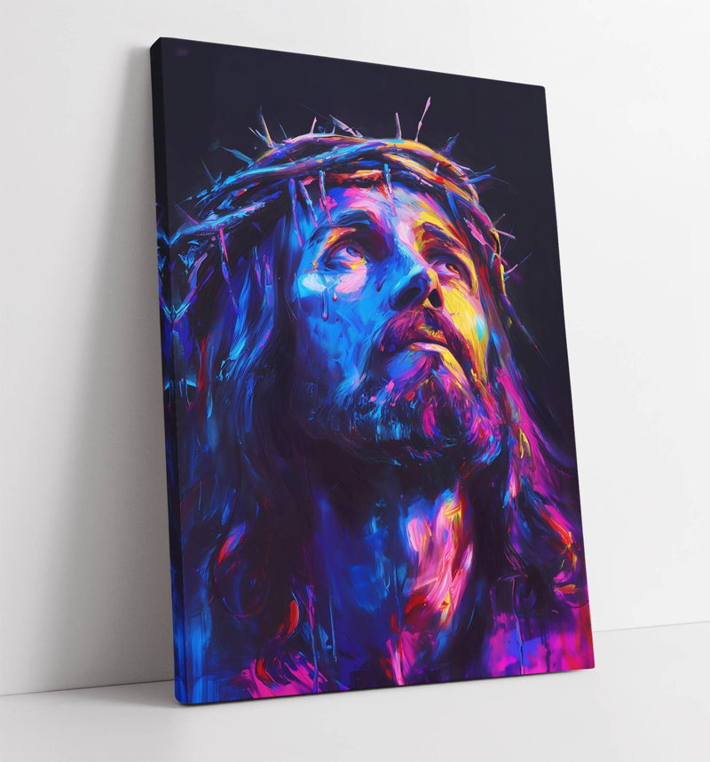 Jesus Christ Canvas Art - Purple Portrait on Archival Grade Canvas Print