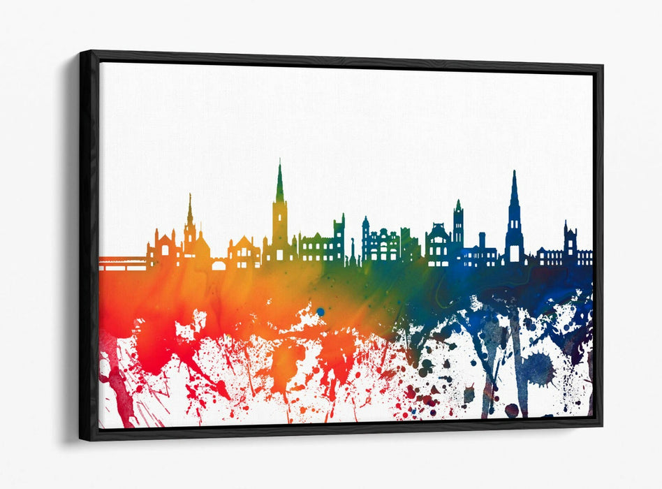 DERRY CITY SKYLINE RAINBOW SPLASH ART -FLOAT EFFECT CANVAS WALL ART PRINT