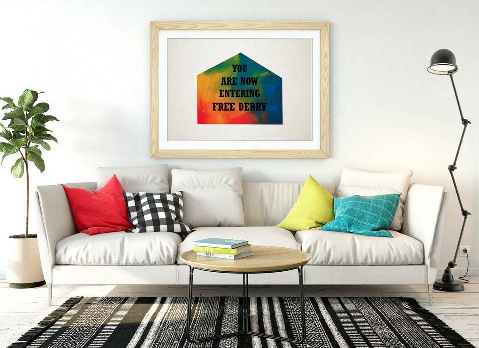 FREE DERRY CORNER IRISH RAINBOW, DERRY GIRLS -FRAMED WALL ART PICTURE PRINT