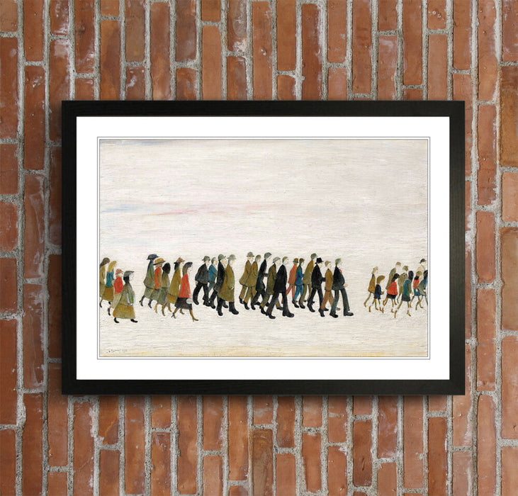 A Procession of People FRAMED WALL ART PRINT PAINTING Artwork LS Lowry Style