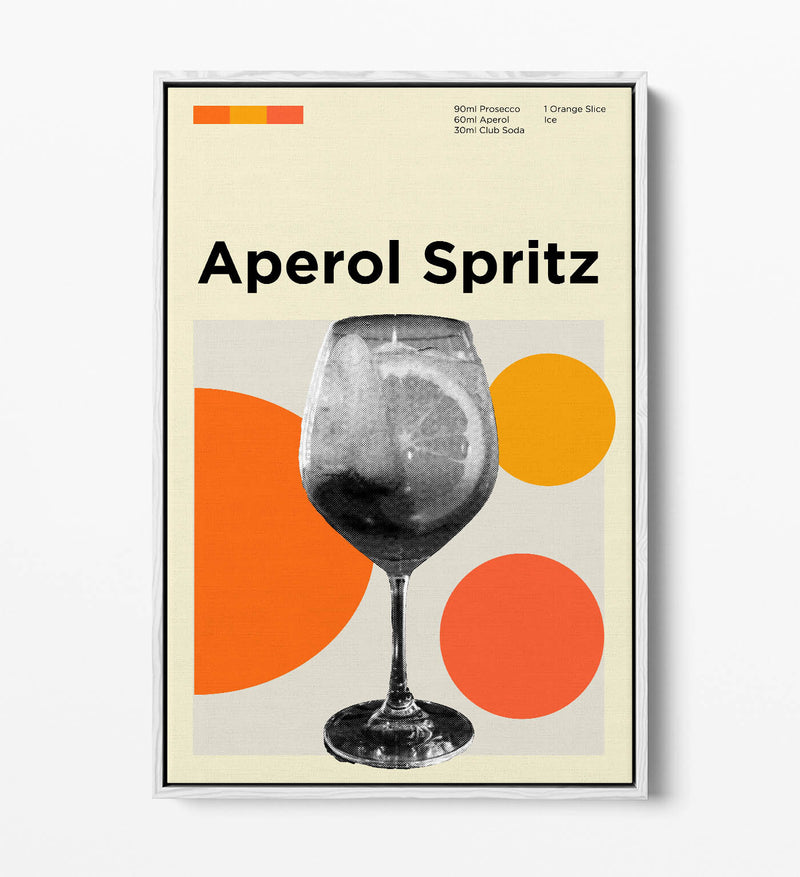 Aperol Spritz Poster - Funky Float Effect Canvas Wall Art | Handmade UK