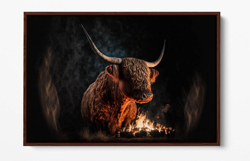 Canvas Wall Art - Highland Cow Print With Float Effect Canvas & Premium Frame