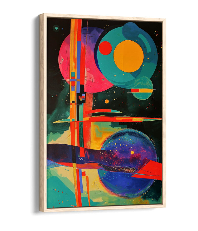 Abstract Canvas Art – Multi Colour Sci Fi Wall Decor With Float Effect Frame