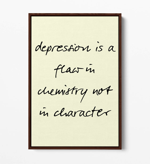 "DEPRESSION IS NOT A FLAW" POSITIVITY QUOTE -FLOAT EFFECT CANVAS WALL ART PRINT