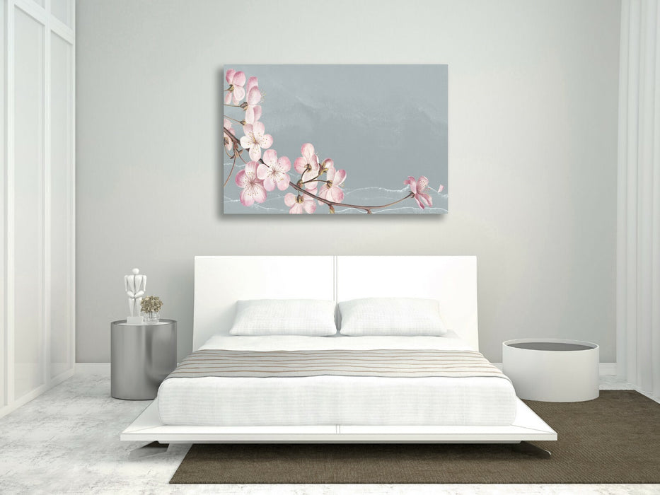 Blue Grey cherry Blossom CANVAS WALL ART PRINT ARTWORK 30MM DEEP FRAMED