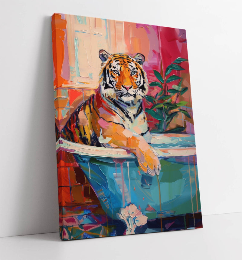 Tiger Canvas Wall Art Featuring Vibrant Colour Artwork – 30mm Deep Frame, Modern Animal Decor