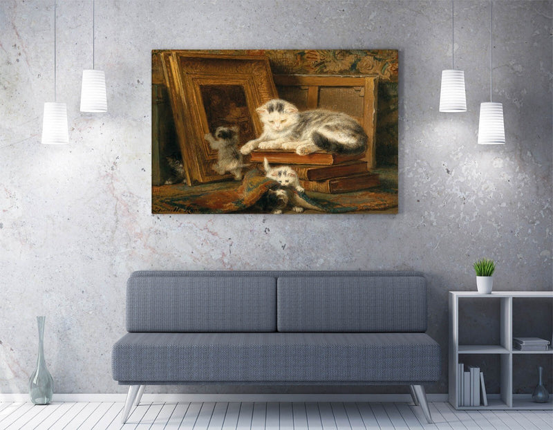 Canvas Wall Art - Henriette Ronner Knip Hide and Seek Painting on Premium Canvas Print
