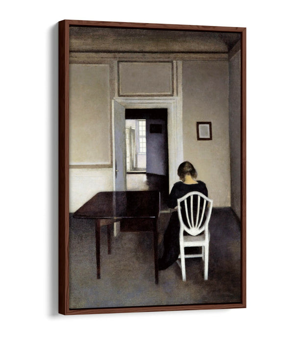 VILHELM HAMMERSHOI INTERIOR WITH IDA -FLOAT EFFECT CANVAS WALL ART PICTURE PRINT