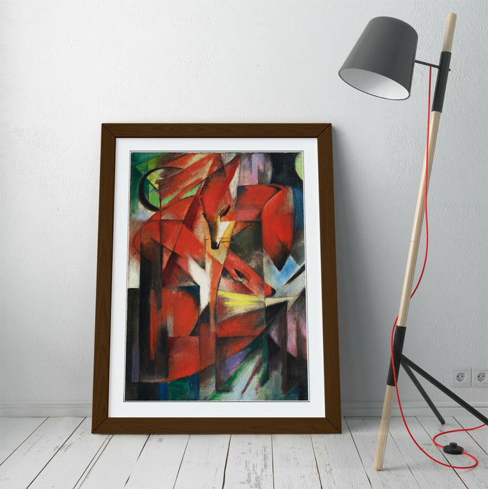 Framed Art Poster - Franz Marc The Foxes Artwork With Woodgrain Frame | Ready To Hang