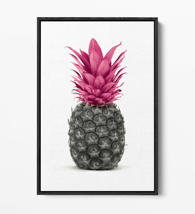 Canvas Wall Art - Pink Pineapple Float Effect | Handmade Black White Graffiti Print