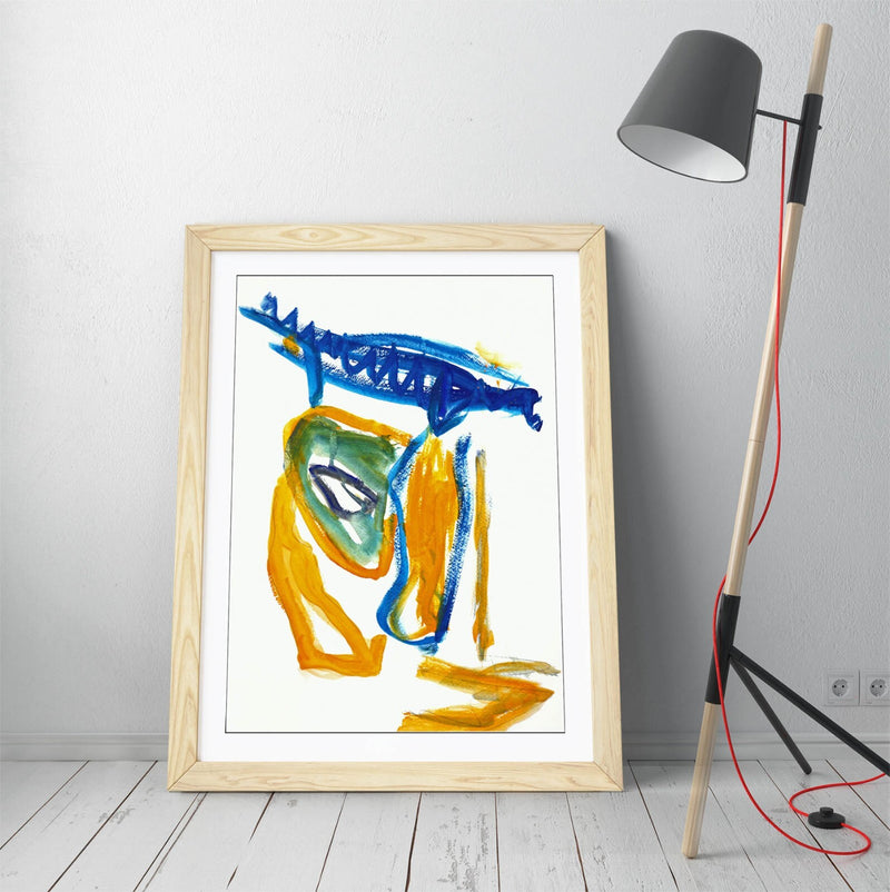 Framed Wall Art - Abstract Yellow Blue Poster Print | Handmade Wall Decor