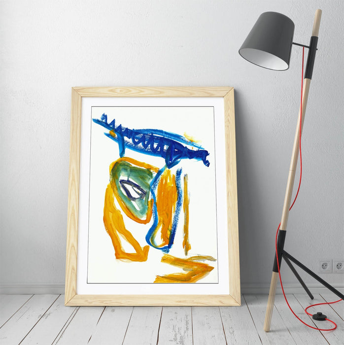 Framed Wall Art - Abstract Yellow Blue Poster Print | Handmade Wall Decor