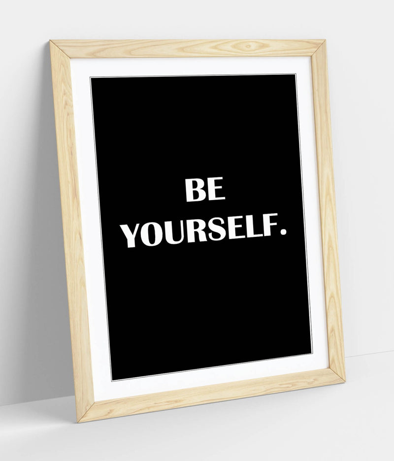 Framed Wall Art - Motivational Quote Print With Wood Grain Frame & Matte Poster