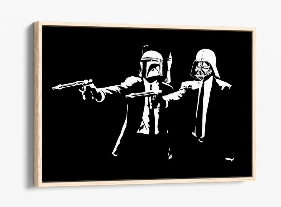 Canvas Wall Art – Pulp Fiction Star Wars Float Effect Black & White Print