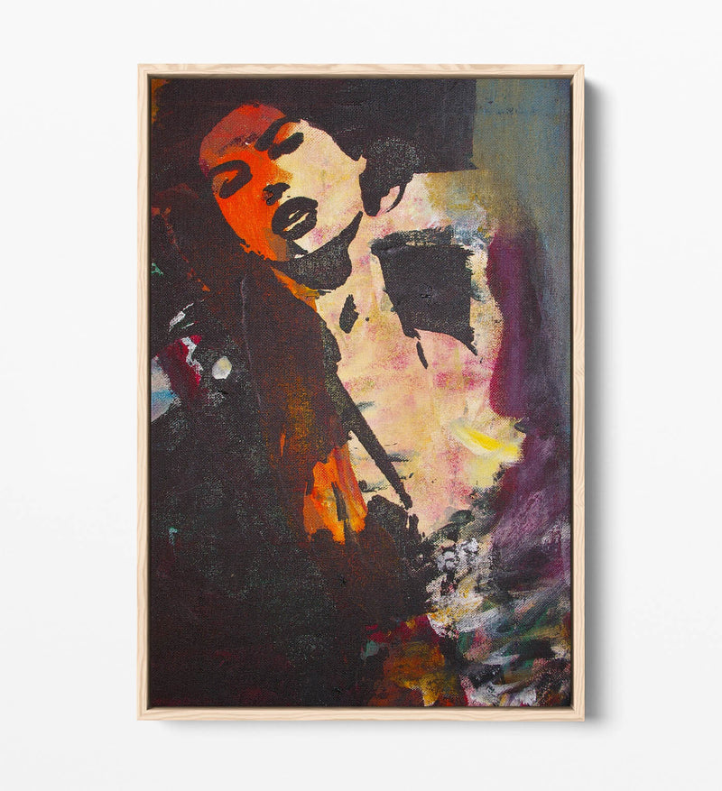 Abstract Graffiti Canvas - Multicolour Woman Urban Art Print | Float Effect Frame