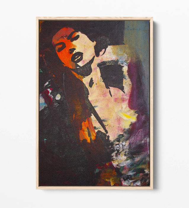 Abstract Graffiti Canvas - Multicolour Woman Urban Art Print | Float Effect Frame
