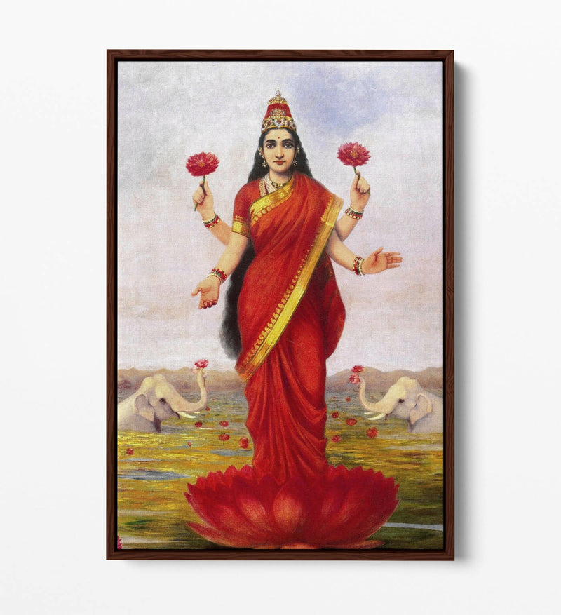 Float Effect Canvas Art - Raja Ravi Varma Goddess Lakshmi Premium Wall Decor
