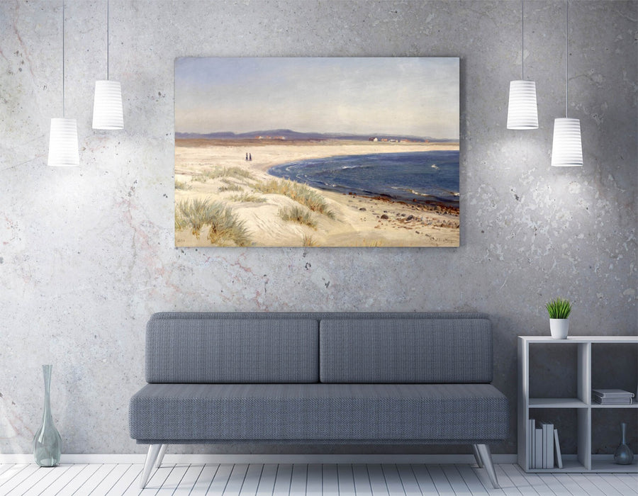 AMALDUS NIELSEN, PEOPLE ON A BEACH -CANVAS WALL ARTWORK PICTURE PRINT
