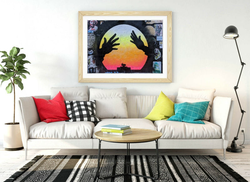 Framed Graffiti Poster - Urban Wall Art With Woodgrain Frame & Matte Finish Print