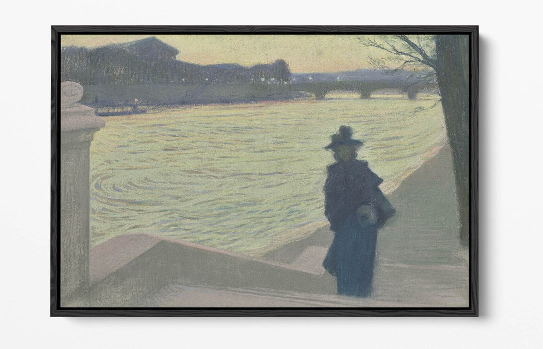 ARMAND POINT, QUAYS OF THE SEINE AT NIGHT -FLOAT EFFECT CANVAS WALL ART PRINT